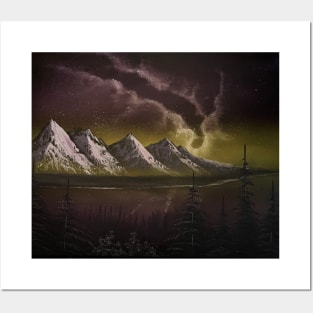 Purple Yellow Galaxy Landscape Posters and Art